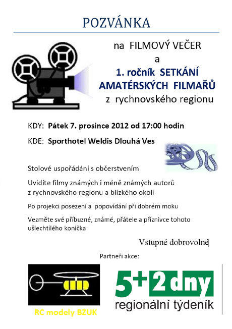 1. ro�n�k SETK�N� AMAT�RSK�CH FILMA�� z rychnovsk�ho regionu